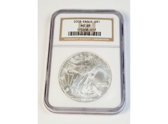 2003 Eagle Silver Dollar MS69  NGC Slabbed Coin