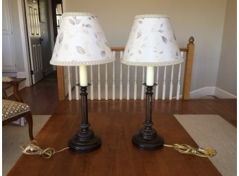 Pair Of Candlestick Form Table Lamps