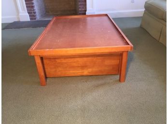 Wooden Coffee Table With Two Under Table Pull Out Wooden Storage Bins