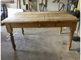 Nice Rustic Pine Single Drawer Farm House Table