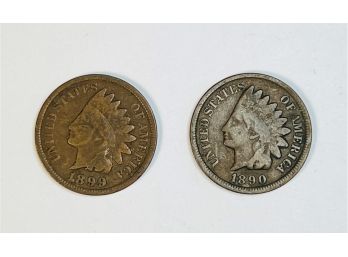 1890 , 1899 Indian Head Cents (124 Years Old)