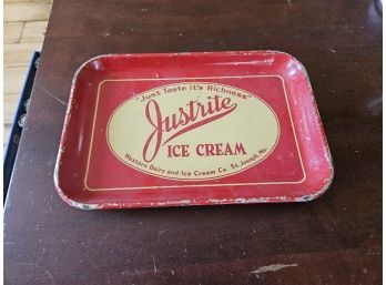 Auction #5 - Rare Vintage JUSTRITE Ice Cream Tin Tray 15' X 10' Good Condition