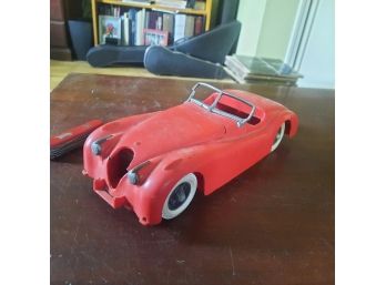 Auction Item #47: Vintage 12' Red Plastic Jaguar Toy Car Hood & Trunk Ope