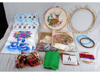 Lot Of Needlepoint Embroidery & Miscellaneous Craft Items