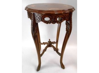 Antique Carved Inlaid Wooden Flower Table