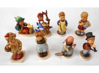 Lot Of 8 Hummel Goebel Figurines: #63 TMK 6, #171 4/0 TMK 6, #141 3/0 TMK 3, 85 4/0 TMK 8, #2116/B TMK8, #479 TMK6, #727 TMK7, #493 TMK7