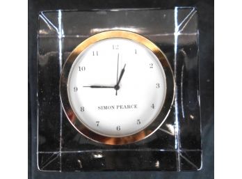 Simon Pearce Art Glass Block Form Paperweight Desk Clock