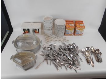 Lot Of Misc. Kitchenware (Cookware, China, Mugs, Cutlery, Lava Stone, Etc.)