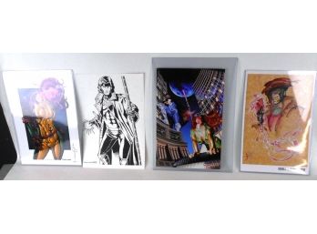 Lot Of 4 11”x17” Prints (Lithographs) Of Comic Graphic Art X-Men Gambit & Rogue
