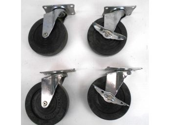Set Of (4) 5” Hard Rubber Wheel Swivel Casters