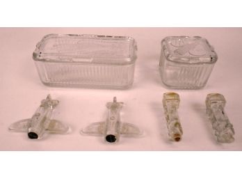 Lot Of 6 Miscellaneous Pieces Of Vintage Clear Glass
