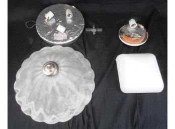 Lot Of 2 Glass Ceiling Fixtures New W/Mounting Hardware