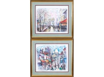 Two Framed Parisian Watercolors