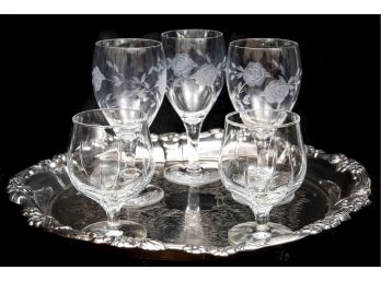 Tray And Etched Glasses