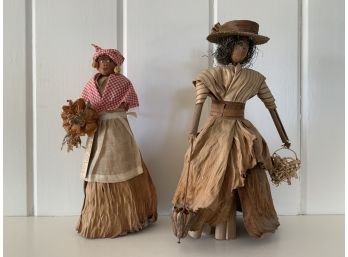 Two Bermudaian Palm Banana Leaf Dolls (1970's)