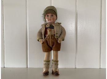 Antique German Bisque Boy In Lederhosen (1930's) From FAO Schwartz