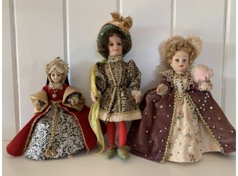 Trio Of  Immaculately Dressed Dolls