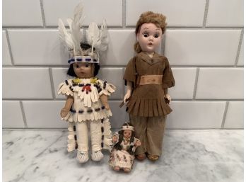 Native American And Davy Crockett Doll (1960's)