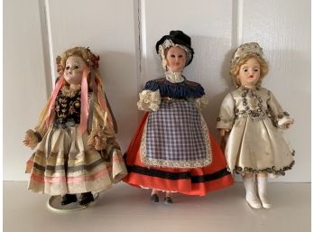 Three Vintage Dolls From Around The World