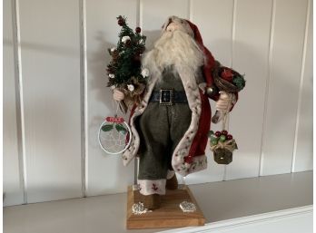 Lovely Handmade Large Santa On Wood Stand