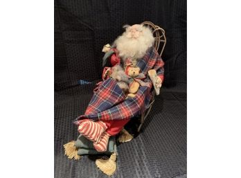 S87  Large Overly Raker Hand Made Santa In Chair