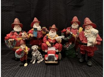 S12  Lot Of Santa Claus Figures - Fireman Related