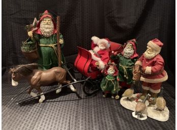 S80  Lot Of Santa Claus Figures - With Sleigh