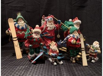 S14  Lot Of Santa Claus Figures -  Skiing Related