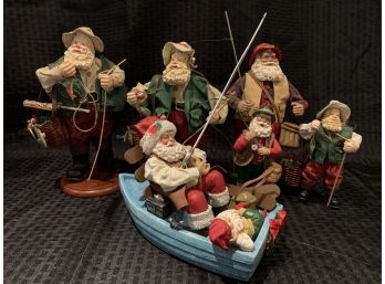 S7  Lot Of Santa Claus Figures - Fishing Related