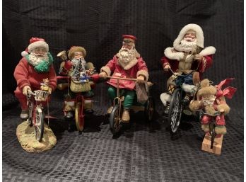 S25  Lot Of Santa Claus Figures -  With Bicycles