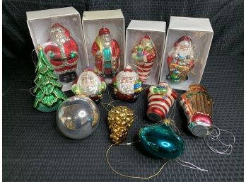 G71 Lot Of Fancy Blown Glass Christmas Ornaments