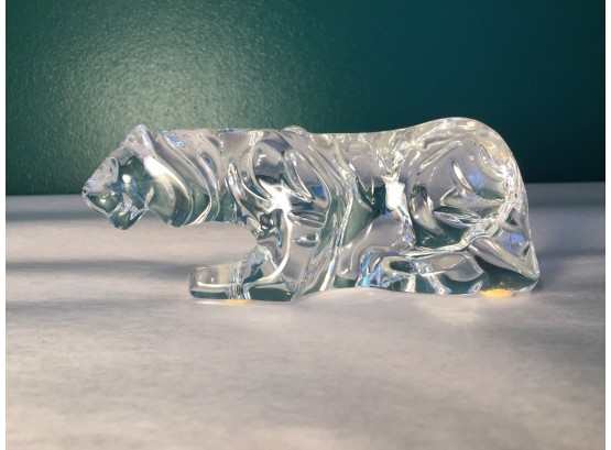 Baccarat Clear Crystal Crouched Tiger Sculpture
