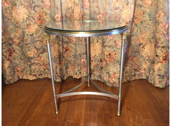Brass And Aluminum Round Glass Top Table
