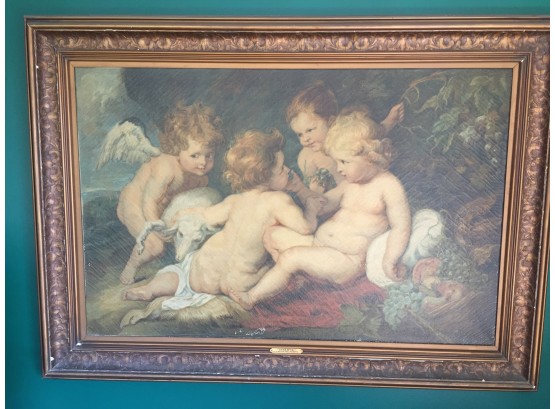 Varnished Photo On Canvas 'Enfants' After Peter Paul Rubens