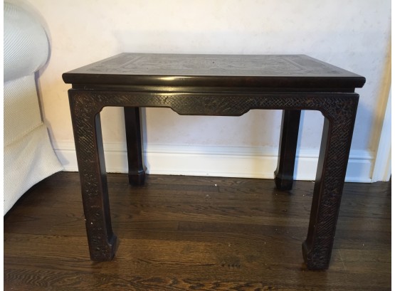 1980 Vintage John Widdicomb Chinoiserie Style Carved End Table