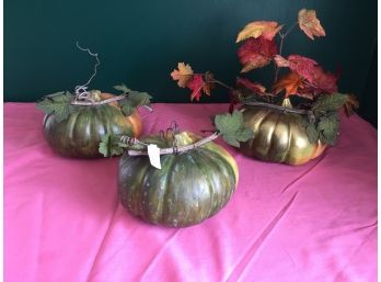 Three Decorated Pumpkin/Gourds