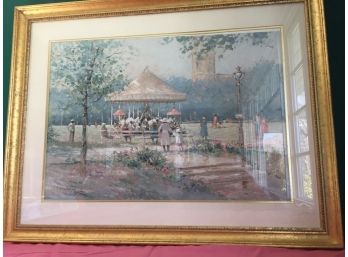 L. Gordon Impressionist Print Off A Carousel In The Park.