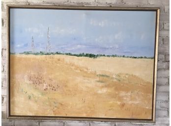 Oil On Canvas Of Israeli Landscape With Oil Derricks By S. Coates '84