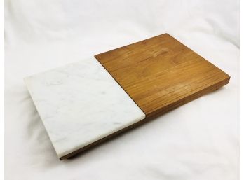 Mid Century Teak And Marble Cheese Cutting And Serving Board
