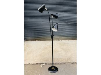 Mid Century Modern Black 3-Cone Bullet Floor Lamp