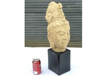 HUGE Mid Century Modern Asian Bust Chalkware Buddha Sculpture