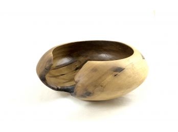 Unique Hand Turned Live Edge Sculptural Wood Bowl - Signed And Dated