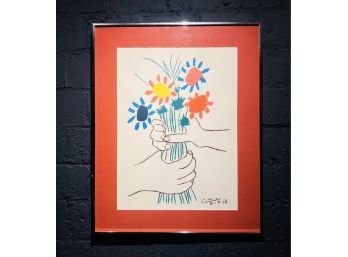 Vintage Picasso Silkscreen - Bouquet With Hands