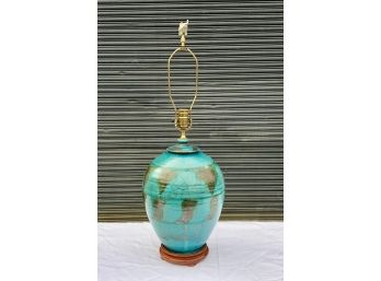 LARGE AMAZING COLOR Signed Studio Pottery Table Lamp
