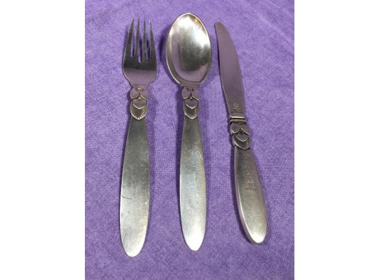 Adorable GEORG JENSEN 'Cactus' Sterling Silver Feeding Set (From 1931)