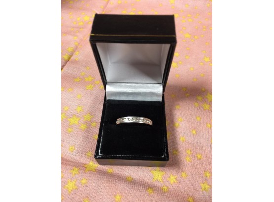 Fantastic Mens 14kt White Gold Ring (Size 14) Channel Set Diamonds - WOW !