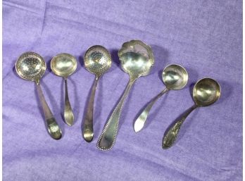 Vintage Lot Of Six Sterling Silver Ladles / Sauce Spoons - Several Sizes / Good Quality