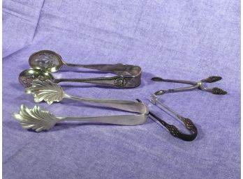 Lot Of Four Sterling Silver Serving Tongs - Kirk & Gorham - Beautiful Pieces