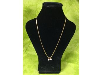 15' 18kt Gold Necklace 4.0 Dwt - Great Condition W/Two CZ Pendant