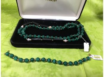 Fantastic 14kt Gold & Malachite Necklace & Bracelet Set ($500 From Macys)